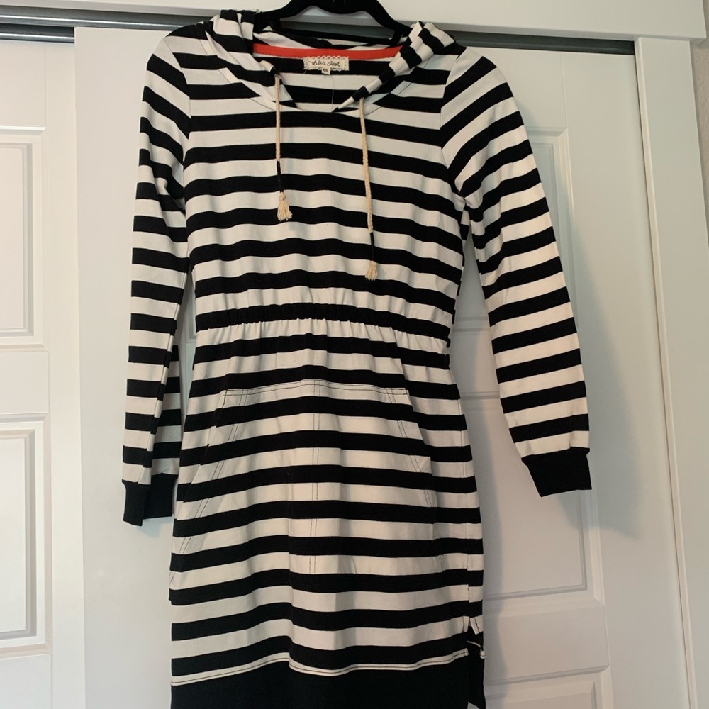XS Black and white striped Anthropologie dress
